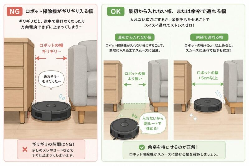 ロボット掃除機が動きやすい家具の配置